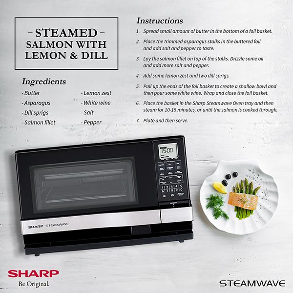 The Sharp Steamwave Oven: Your Quick And Reliable Kitchen Partner - Steamed Salmon with Asparagus and White Wine Recipe