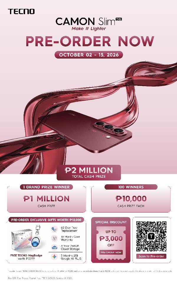 TECNO CAMON Slim 5G Pre-Order In The Philippines Offers ₱2M Cash Prize Pool, Free MagBadge And Up To ₱3,000 Off