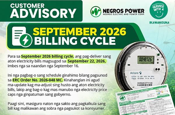Negros Power Adjusts September Bill Delivery Schedule Following ERC Price Cap Order